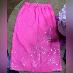 J. Crew Vibrant Pink Sequin Pencil Skirt